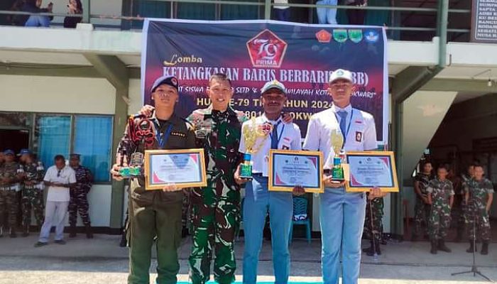 Sambut HUT ke 79 TNI, Kodim Manokwari Gelar Lomba Ketangkasan PBB Pelajar