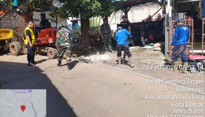 Sinergi 170 Personel, Progres Drainase TMMD Depok Tembus 69 Persen