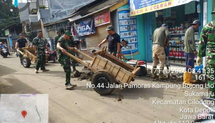 Saluran Air Udite 30×40 Cm Dikebut Satgas TMMD Kodim Depok